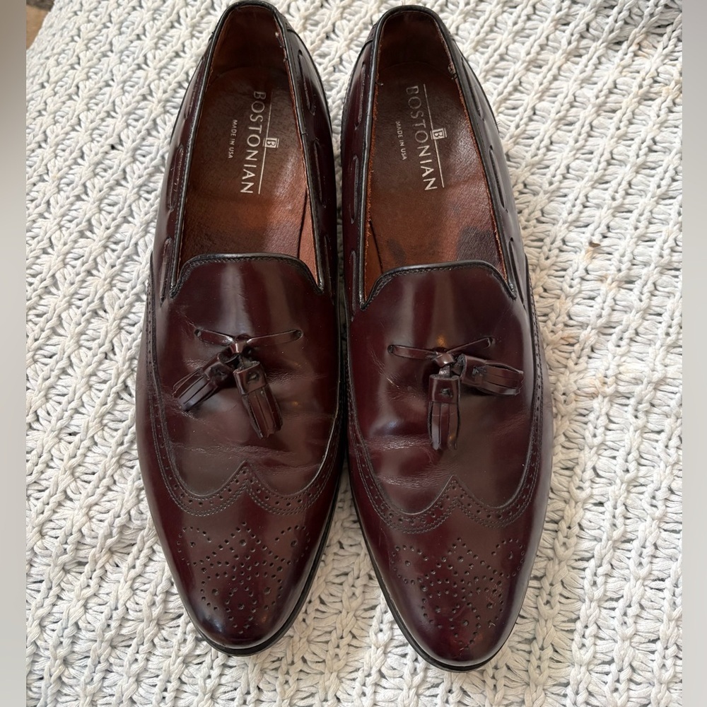Bostonian Mens Shoes Classics Burgundy Tassel Wingtip Brogue Loafers 11.5